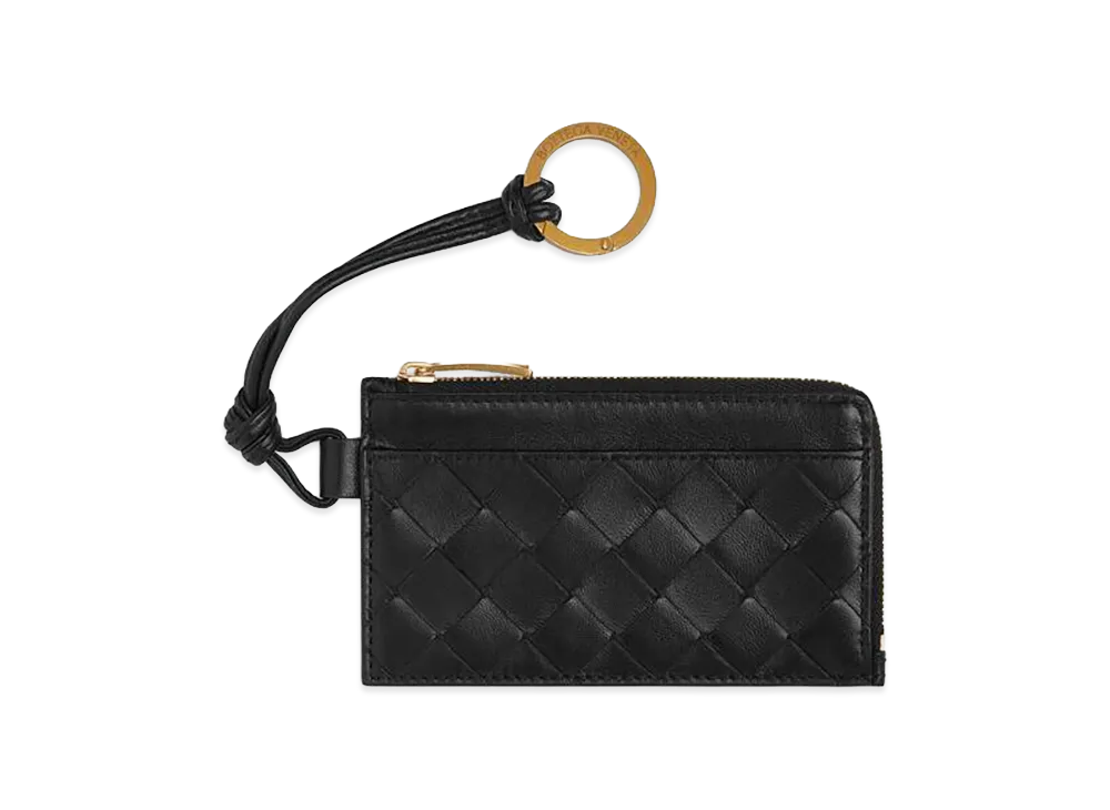 Bottega Veneta Intrecciato L-Zipped Card Case "Black"