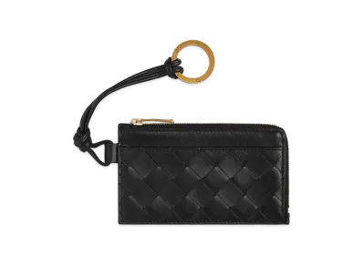 Bottega Veneta Intrecciato L-Zipped Card Case "Black"