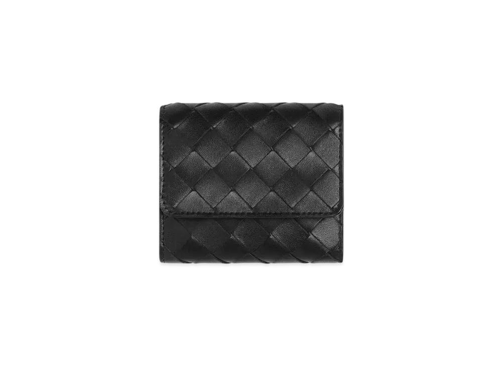 Bottega Veneta Intrecciato Tri-Fold Wallet "Black"