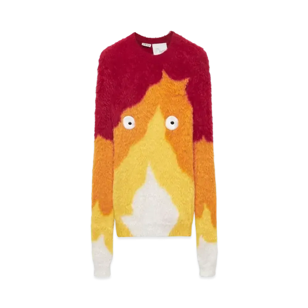 LOEWE x Howl's Moving Castle Calcifer Sweater In Intarsia Knit "Orange Multitone"