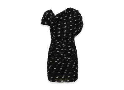 Saint Laurent Women's Asymmetrical Gathered Dress "Black"