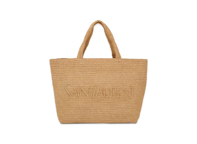 Saint Laurent Women's Beige Raffia Shopping Bag "Animalier"