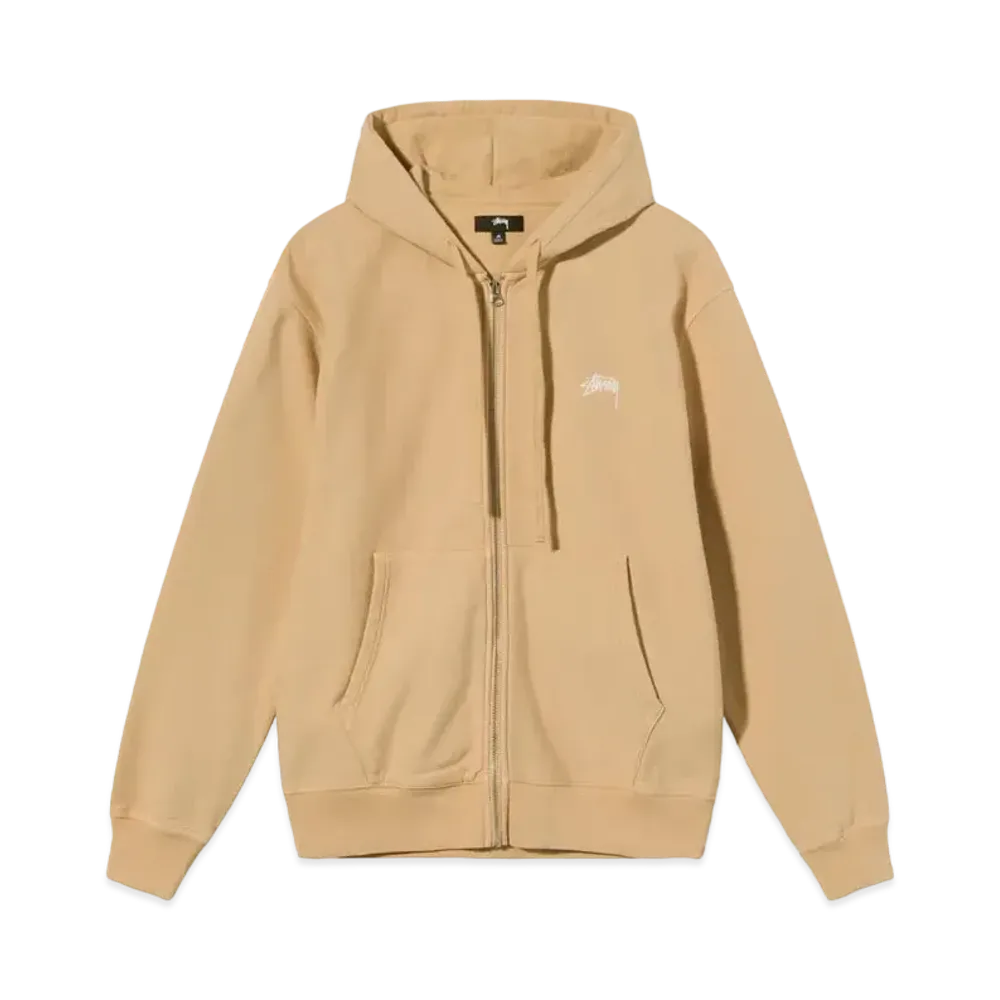 Stussy OVERDYED STOCK LOGO ZIP HOODIE "Tan"