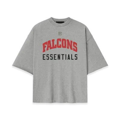 FEAR OF GOD ESSENTIALS Falcons 90s 3/4 Sleeve Football Tee "Concrete Heather"