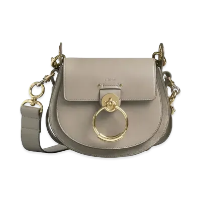 Chloe Tess Small Bag In Shiny & Suede Calfskin "Grey"