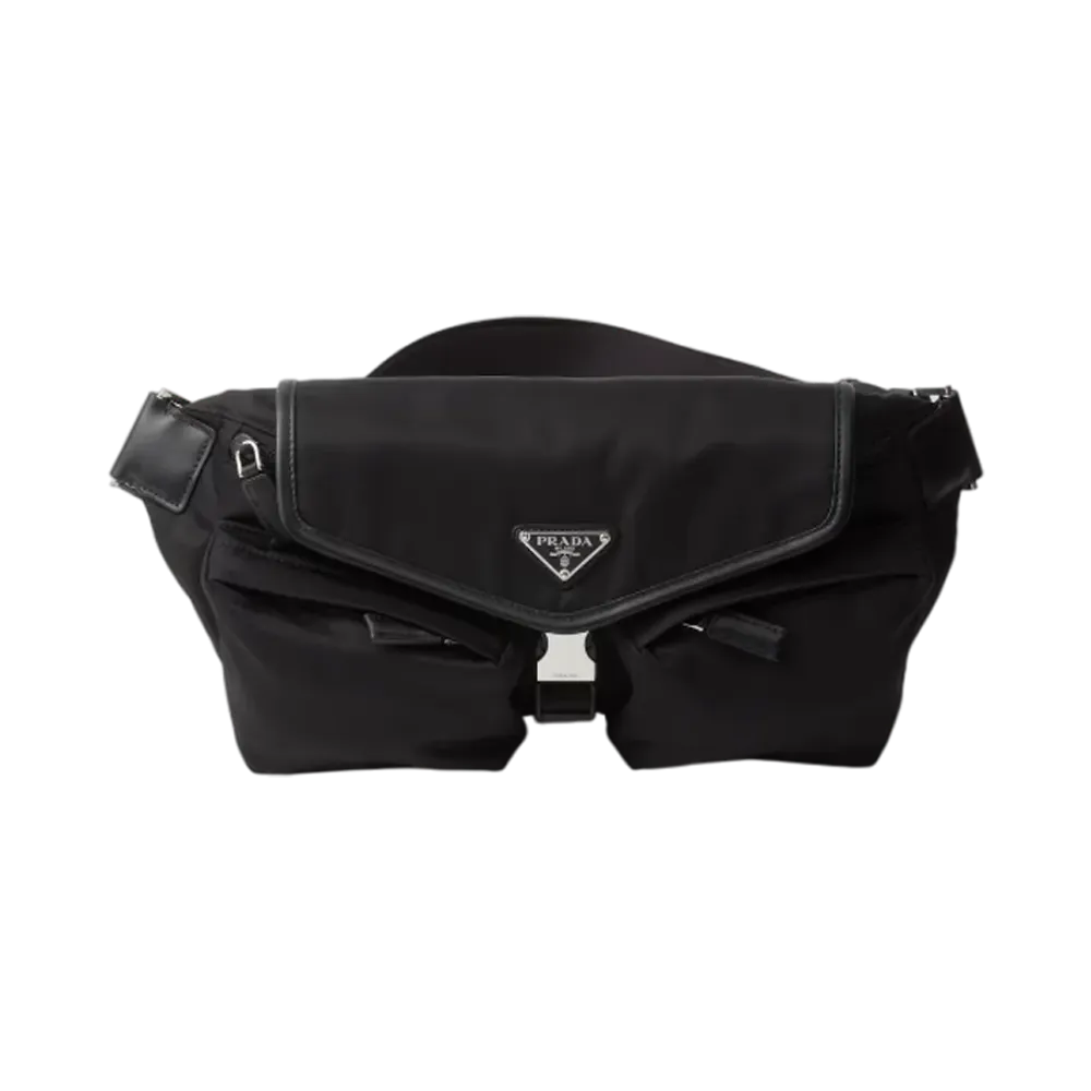 PRADA Re-Nylon x Leather Shoulder Bag "Black"