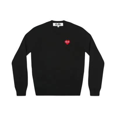 PLAY COMME des GARCONS Invader V Neck Sweater "Black"
