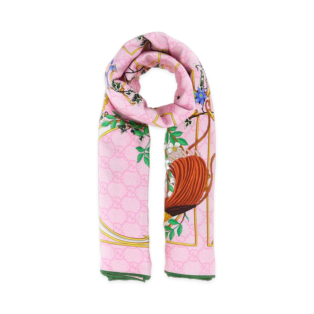 GUCCI Women's Printed Twill Foulard "Pink"