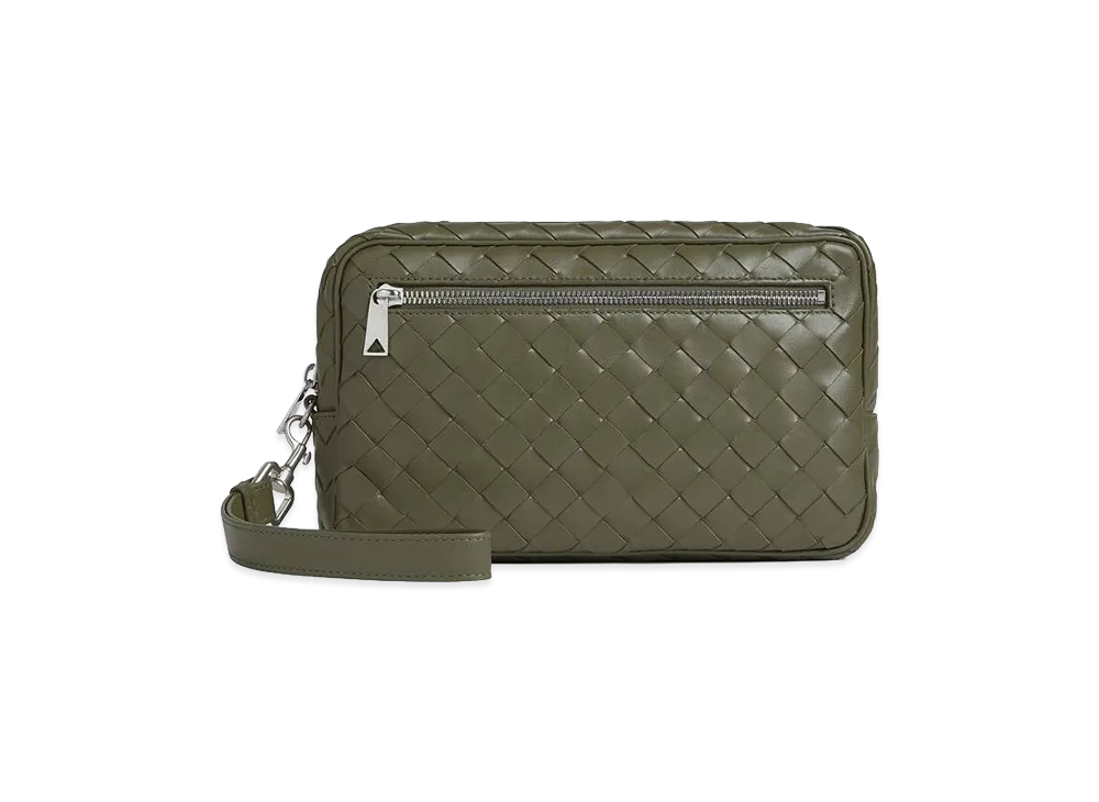 Bottega Veneta Intrecciato Wristlet Pouch "Crocodile"