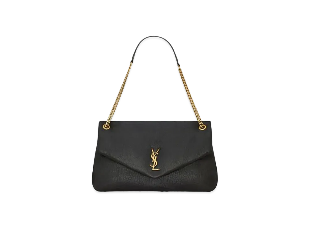 Saint Laurent Calypso Large in Grained Lambskin "Black"