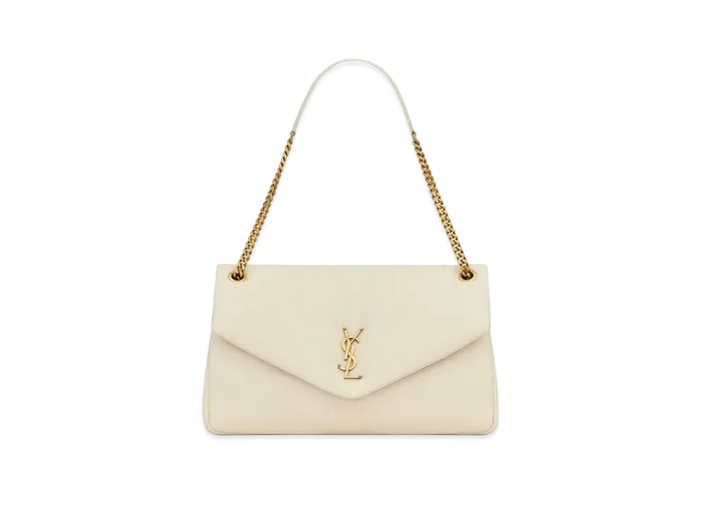 Saint Laurent Calypso Large in Grained Lambskin "Blanc Vintage"