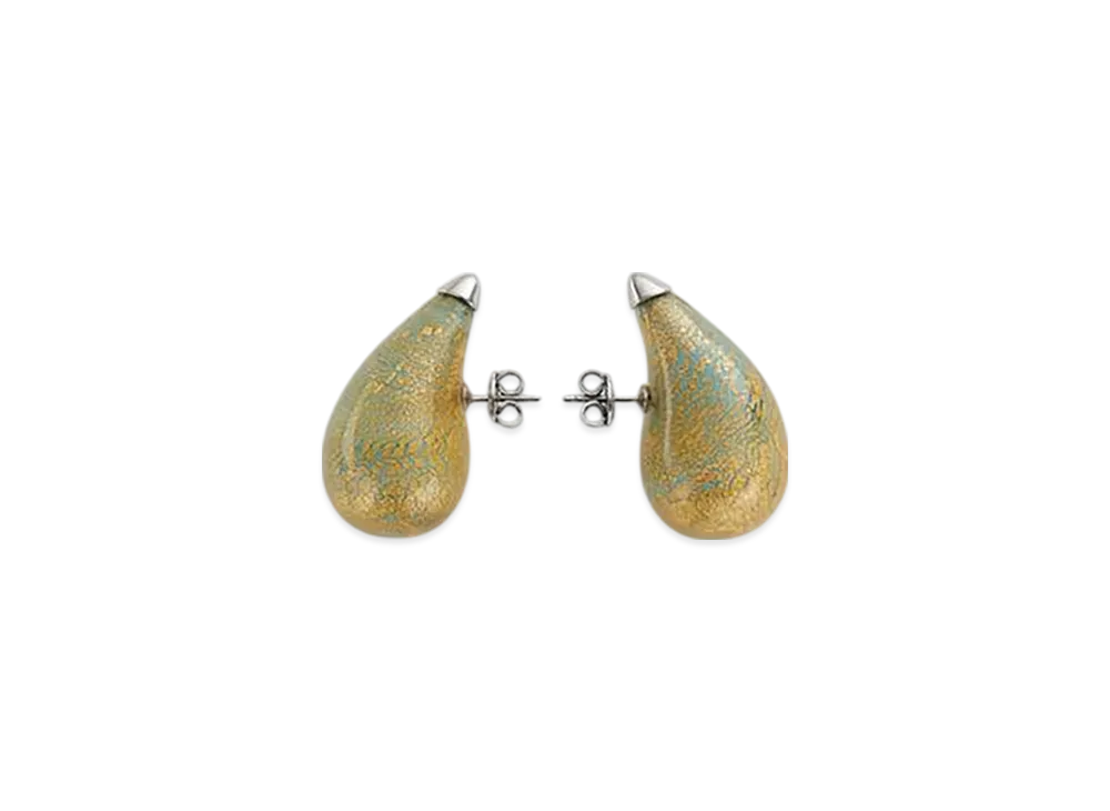 Bottega Veneta Drop Glass Earrings "Mint/Gold"