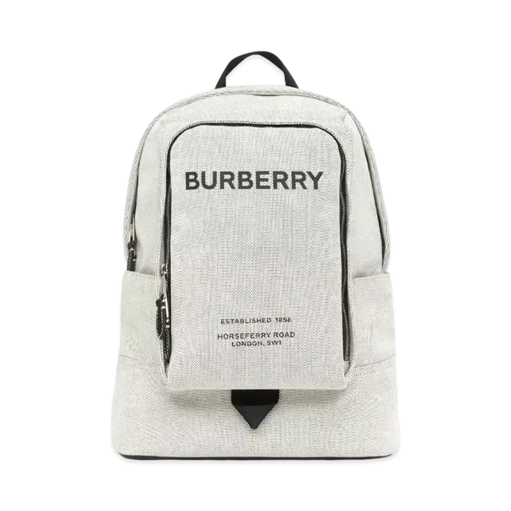 Burberry Large Logo Print Cotton Canvas Backpack "Black"