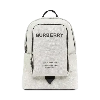 Burberry Large Logo Print Cotton Canvas Backpack "Black"