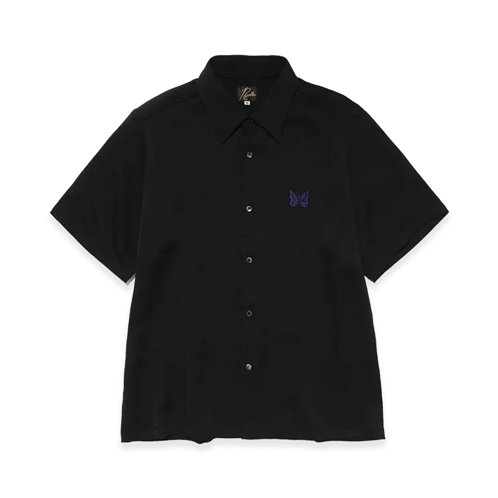 NEEDLES x STUDIOUS Papillon Emb. S/S Shirt - Art Pique Pleats "Black"