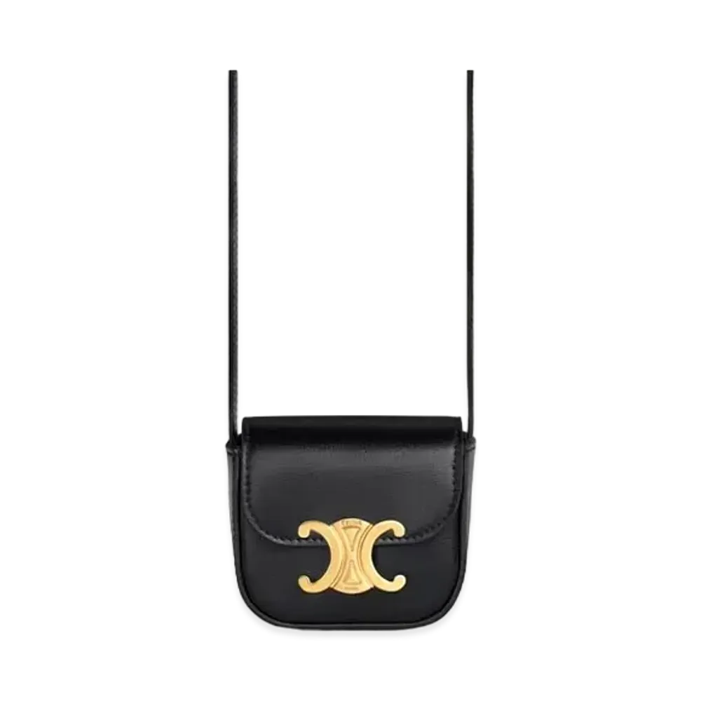 CELINE Mini Triomphe In Shiny Calfskin "Black"