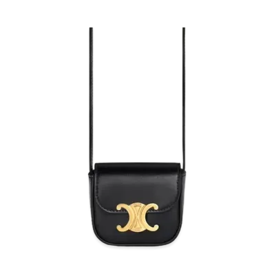 CELINE Mini Triomphe In Shiny Calfskin "Black"
