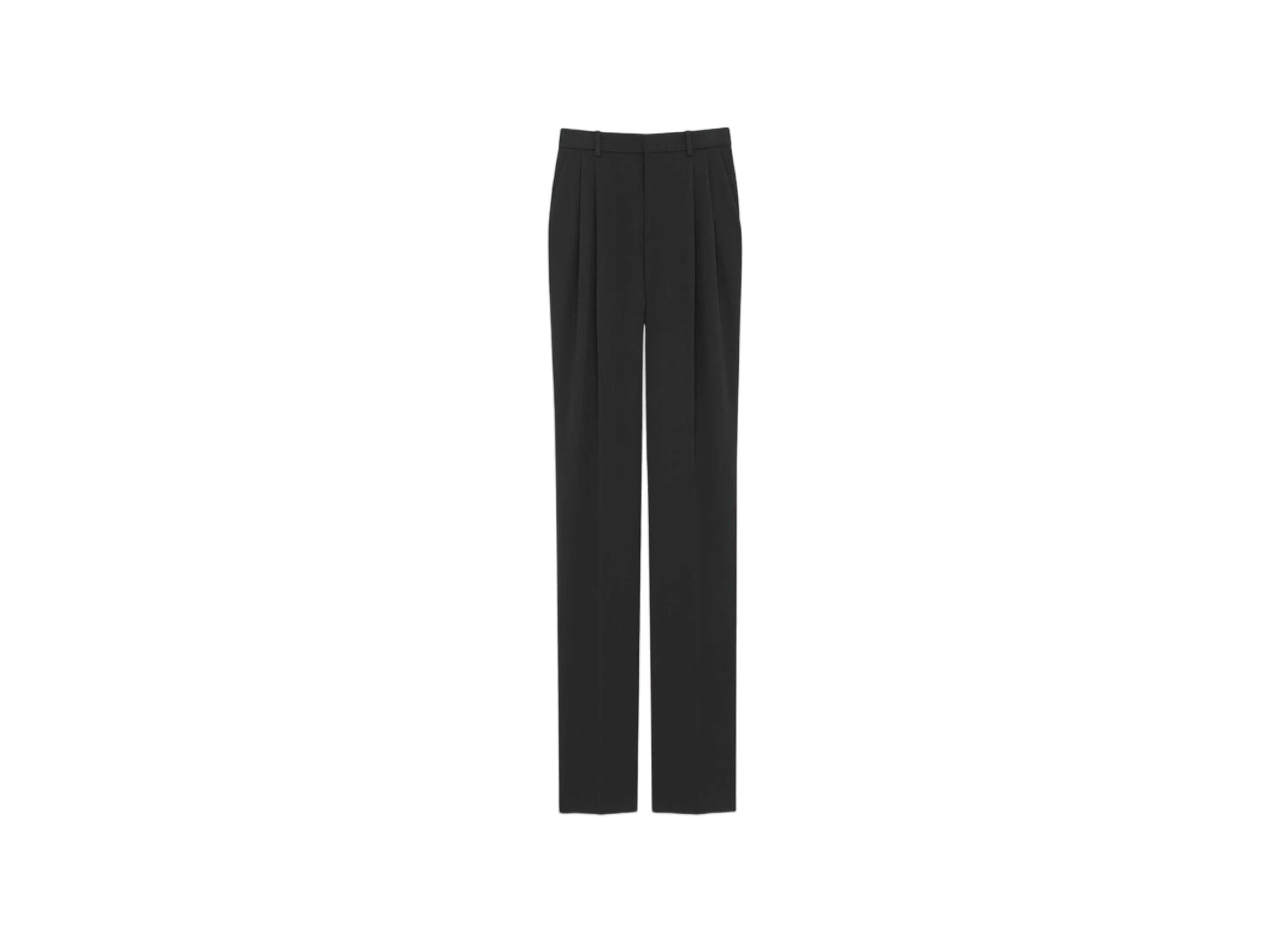 Saint Laurent Women's High-Waisted Pants in Grain de Poudre "Black"