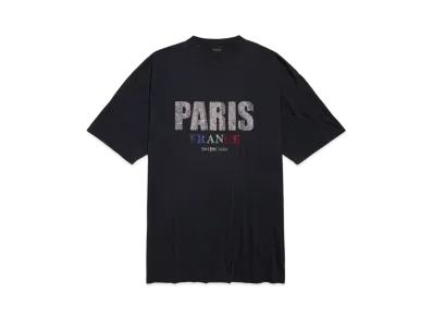 BALENCIAGA Paris Strass T-Shirt Dress in Thin Jersey "Black"