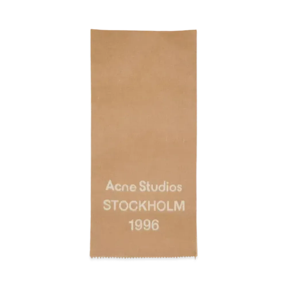 Acne Studios Logo Wool Scarf "Camel/Ecru"