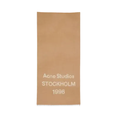 Acne Studios Logo Wool Scarf "Camel/Ecru"