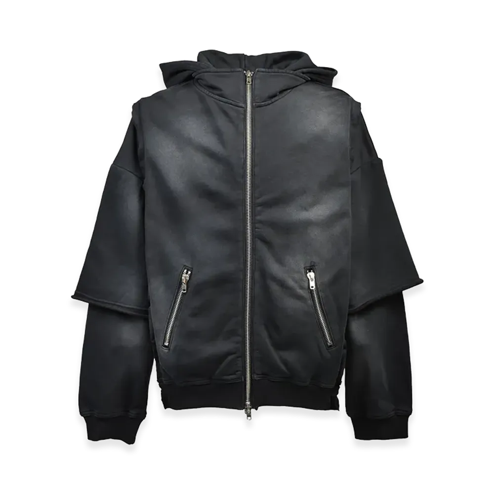 BREATH Breach Layered Zip Hoodie "Black"