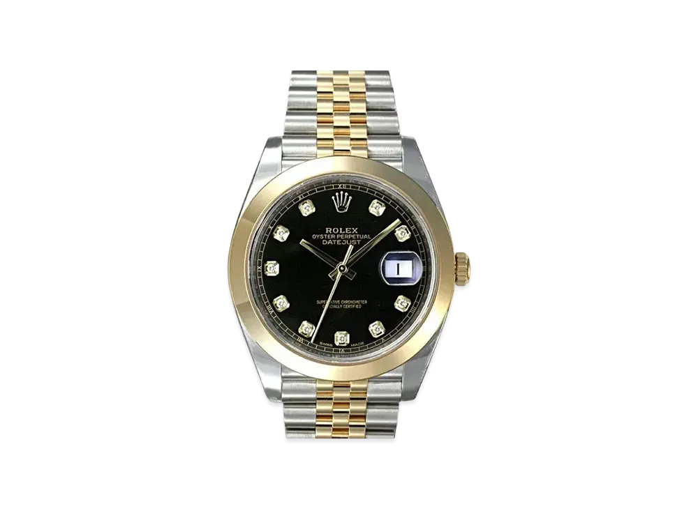 ROLEX Datejust 41 Oyster 41mm 10P Diamonds "Bright Black/Oyster Steel/Yellow Gold"