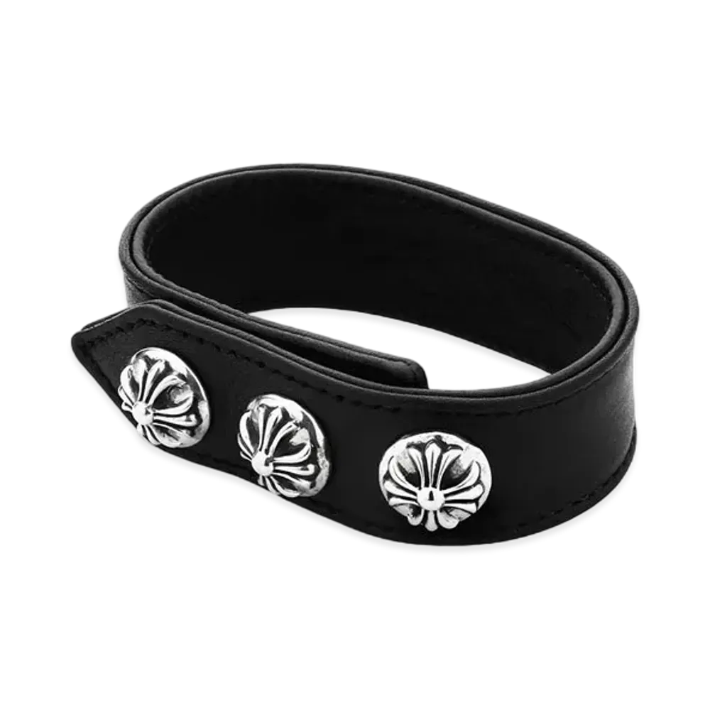 Chrome Hearts 3 Button 2 Snap Bracelet Cross "Black"