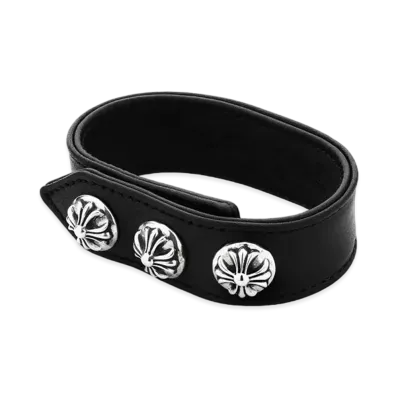 Chrome Hearts 3 Button 2 Snap Bracelet Cross "Black"