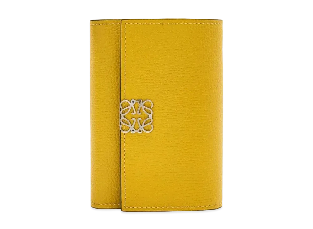 LOEWE Anagram Small Vertical Wallet In Pebble Grain Calfskin "Ochre"