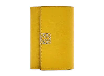 LOEWE Anagram Small Vertical Wallet In Pebble Grain Calfskin "Ochre"