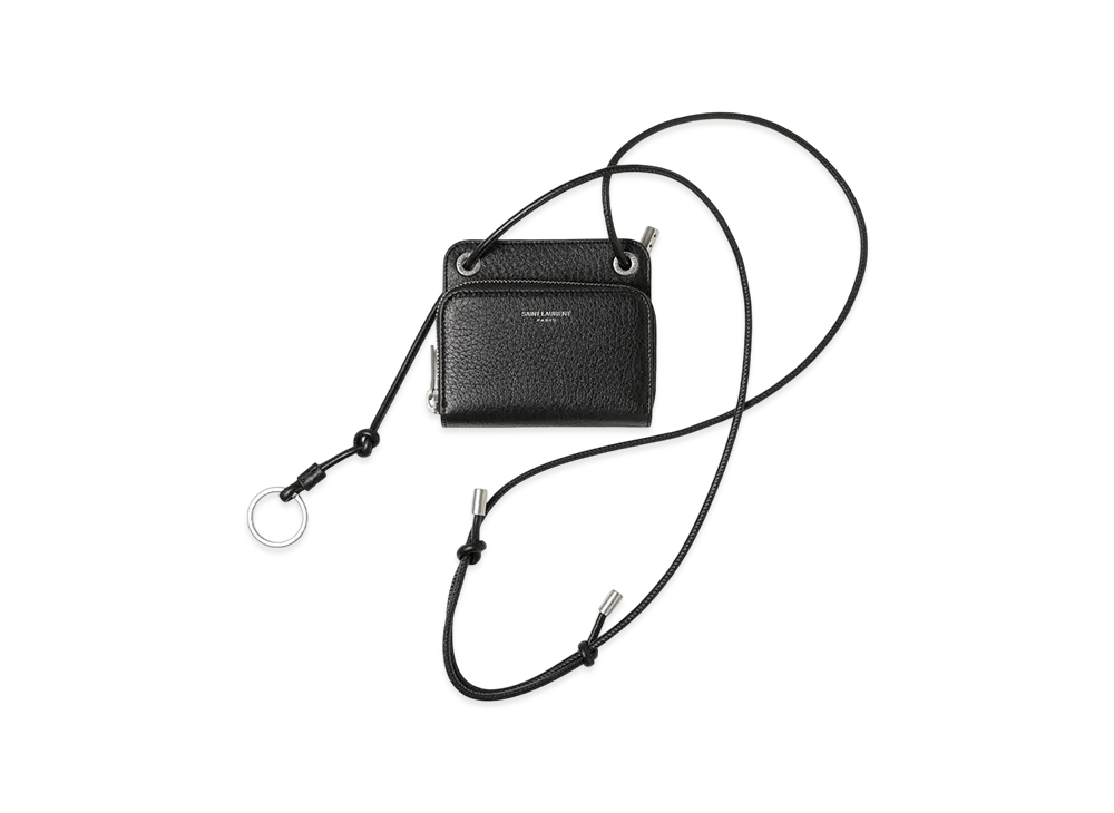 Saint Laurent YSL PCC (413Y) Coin Case Wallet With Strap "Nero"