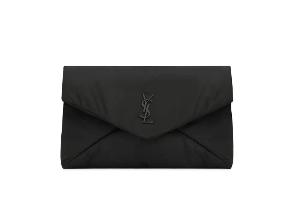 Saint Laurent Cassandre Large Envelope Pouch in Nylon "Black"