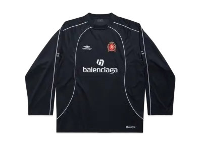 BALENCIAGA Men's Paris Soccer Long Sleeve T-Shirt Oversized "Black/White"