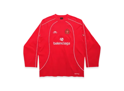 BALENCIAGA Soccer Series Paris Soccer Long Sleeve Oversized T-Shirt "Red"