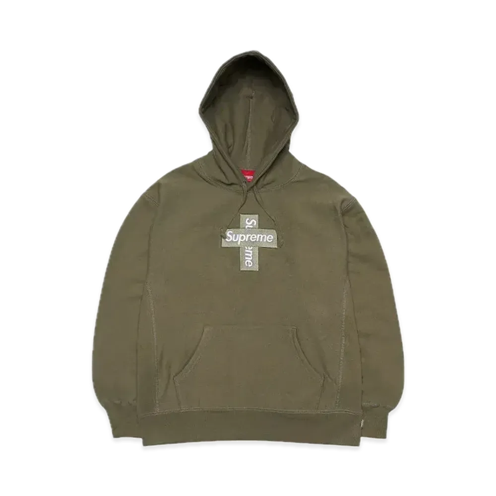 Supreme Cross Box Logo Hooded Sweatshirt "Light Olive"