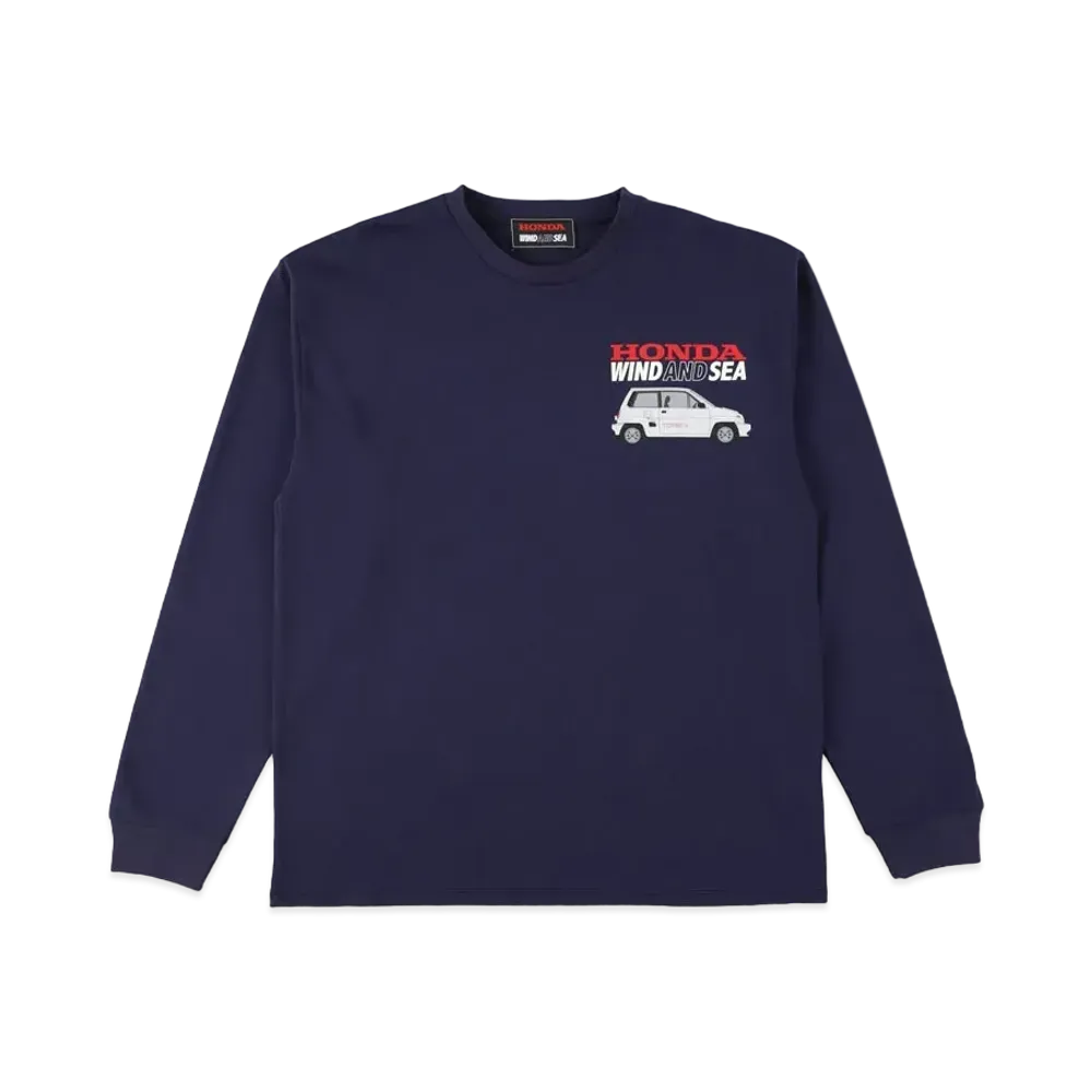 WIND AND SEA x HONDA -CITY TURBO II- L/S T-SHIRT "Navy"