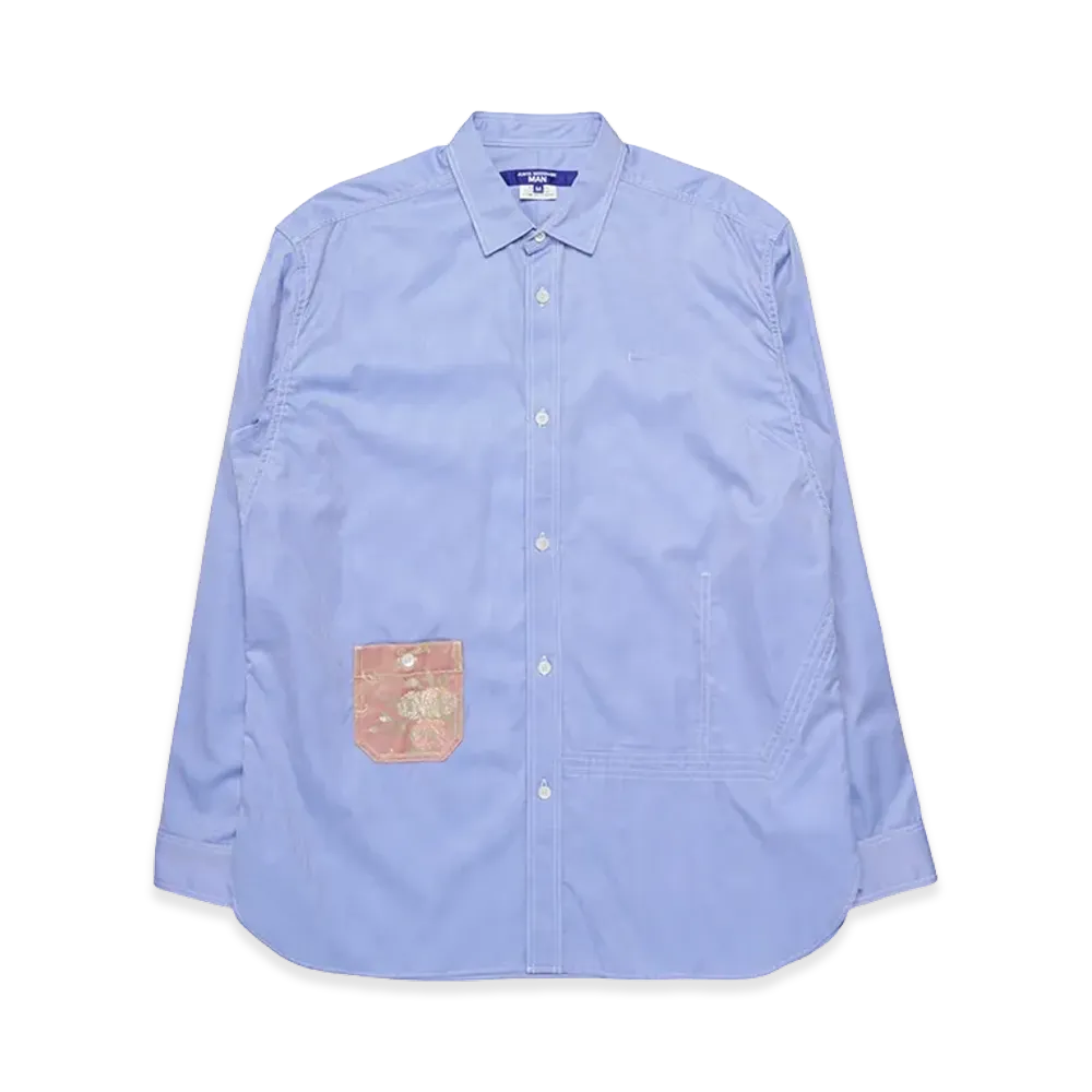 JUNYA WATANABE Men's Stripe X Floral Jacquard L/S Shirt "Blue"