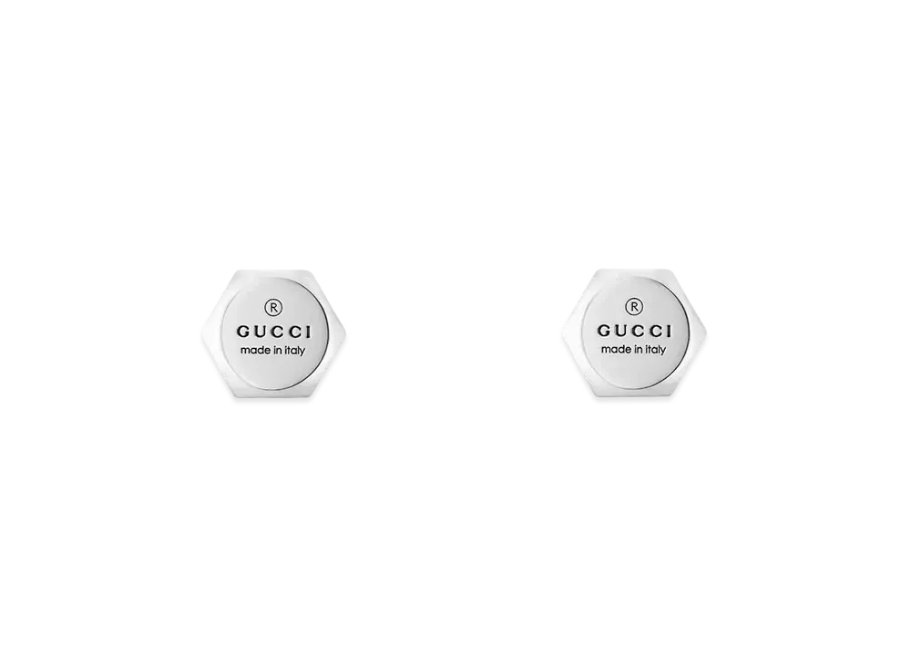 GUCCI Trademark Stud Earrings "Silver"