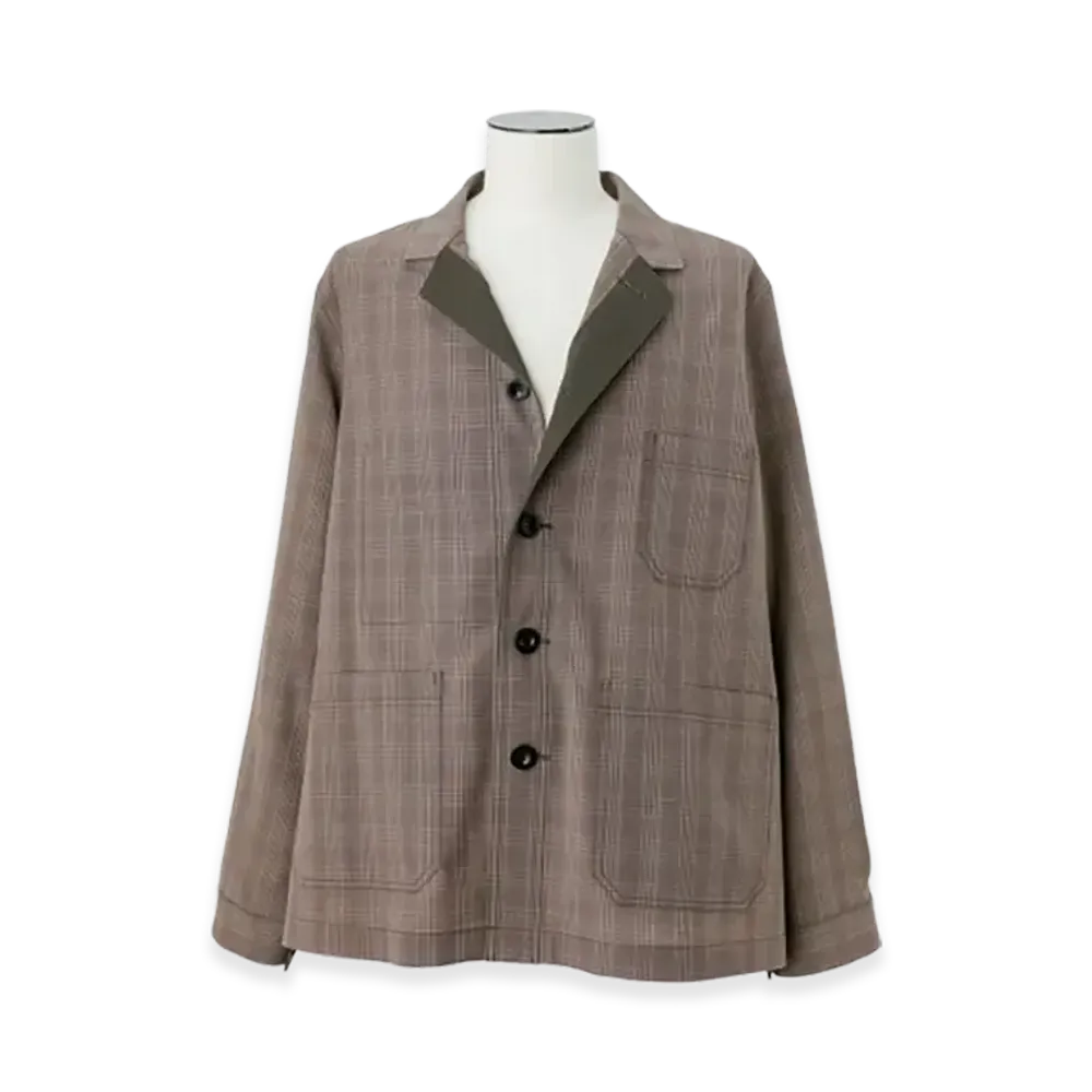 sacai Wool Silk Suiting Jacket "Brown Check"