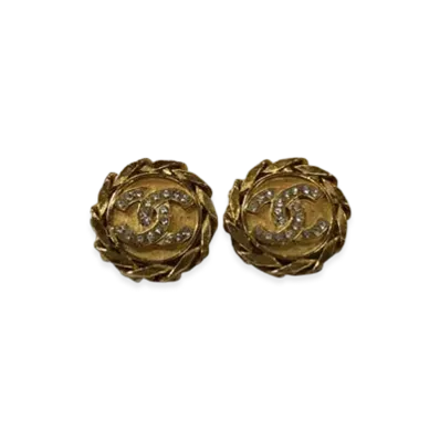 CHANEL Coco Mark Rhinestone Earring "Gold"