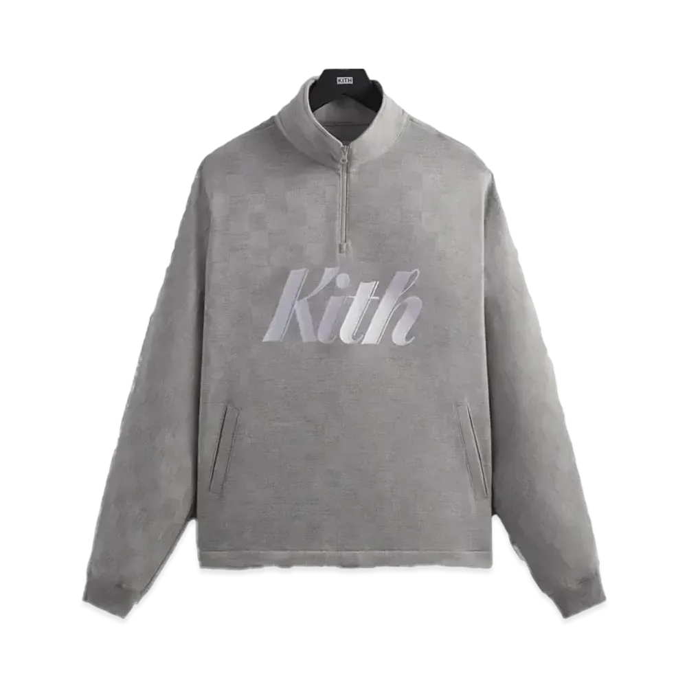 Kith Double Knit Davis Quarter Zip Pullover "Concrete"