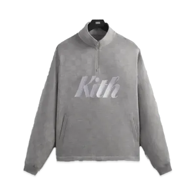 Kith Double Knit Davis Quarter Zip Pullover "Concrete"