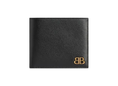 BALENCIAGA Monaco Square Folded Coin Wallet "Black"