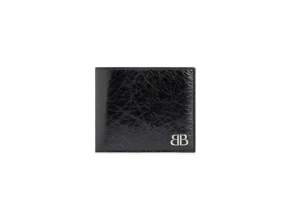 バレンシアガ モナコ スクエア フォールド コイン ウォレット "ブラック" 7799712AAS61000