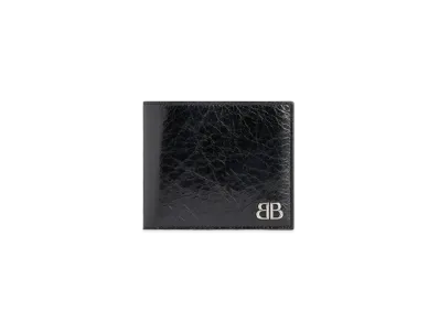 BALENCIAGA Monaco Square Folded Coin Wallet "Black"