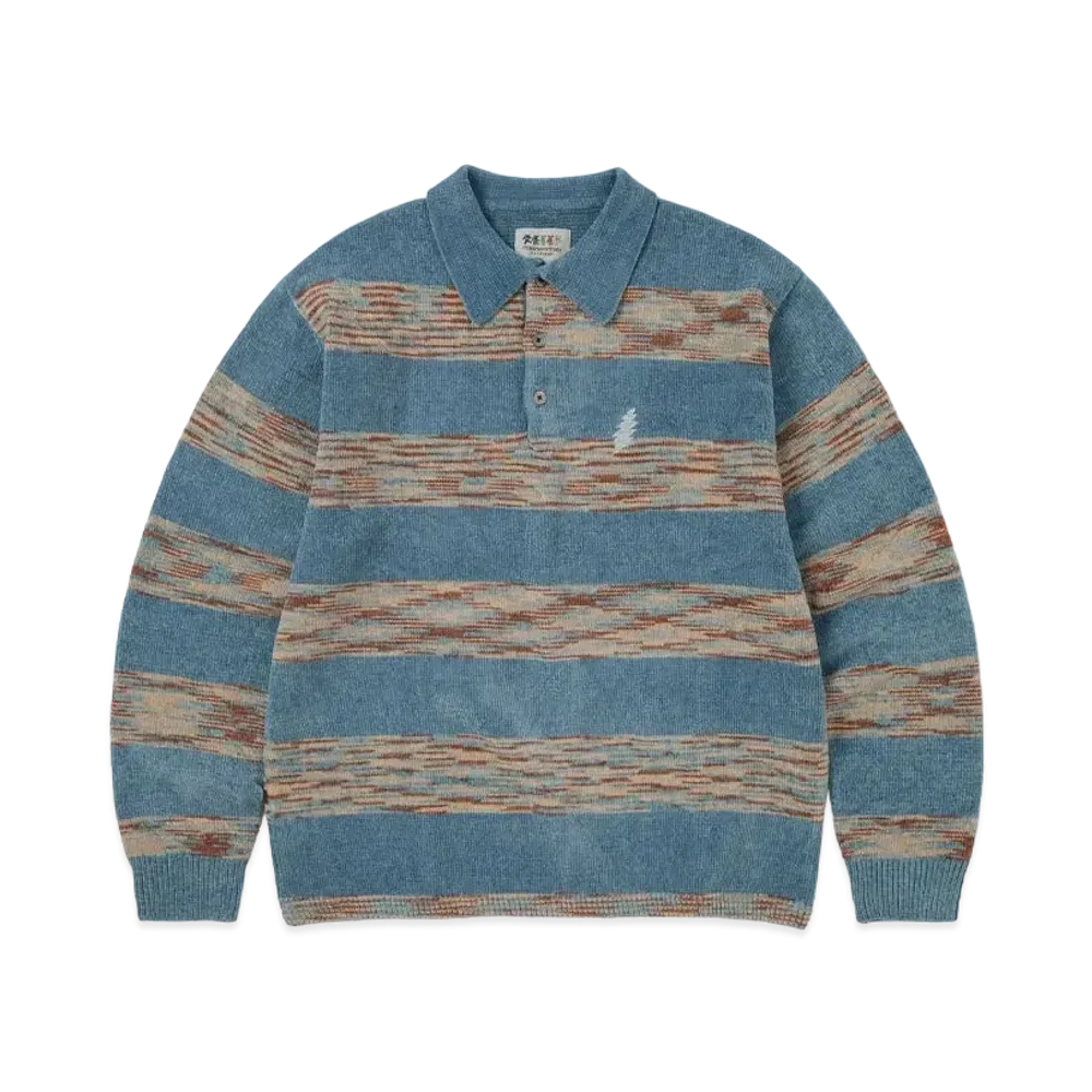 thisisneverthat x Grateful Dead Lightning Velvet Knit Polo "Blue"