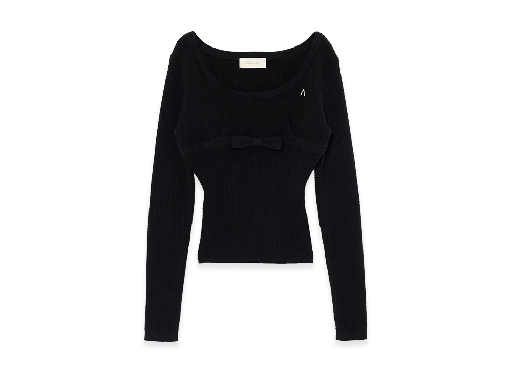 ANDMARY Women's Waffle Ribbon Tops "Black"