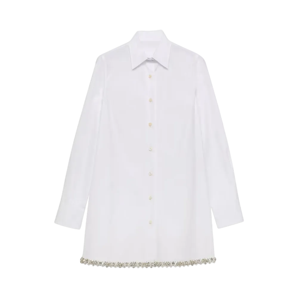 PRADA Women's Embroidered Poplin Shirt "White"