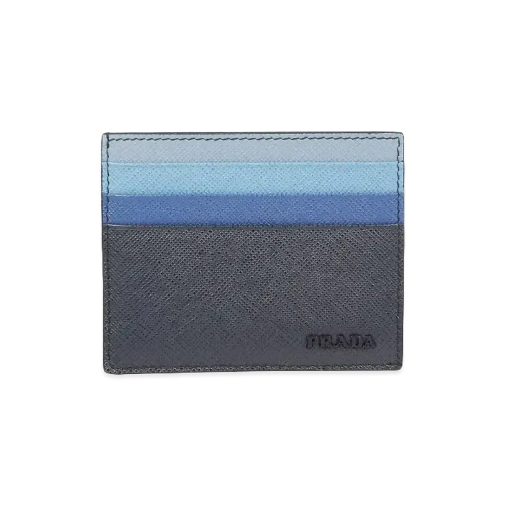 PRADA Saffiano Leather Card Holder Multi "Navy"